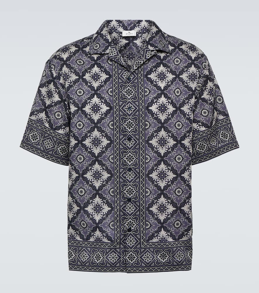 Etro Floral Bowling Shirt In Blue