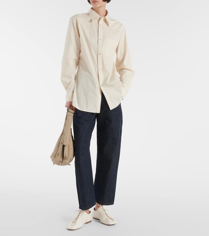 Lemaire Long-sleeve Cotton Shirt In Neutrals
