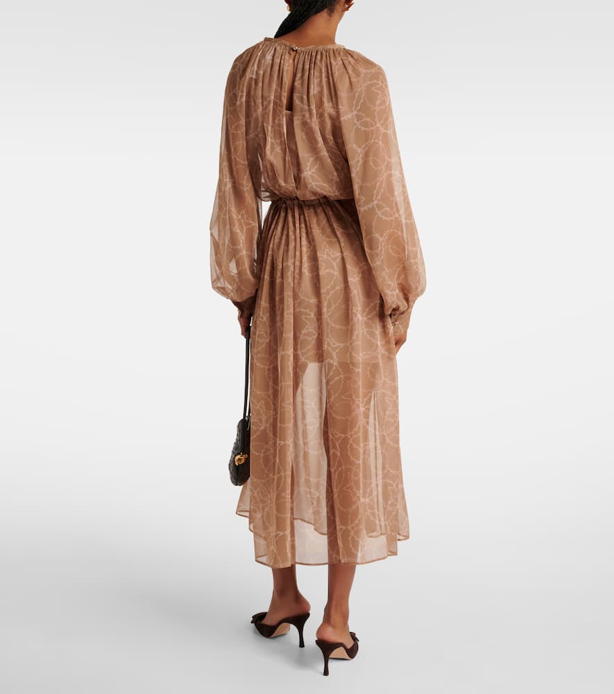 Max Mara Sheer Silk Georgette Midi Dress In Yellow