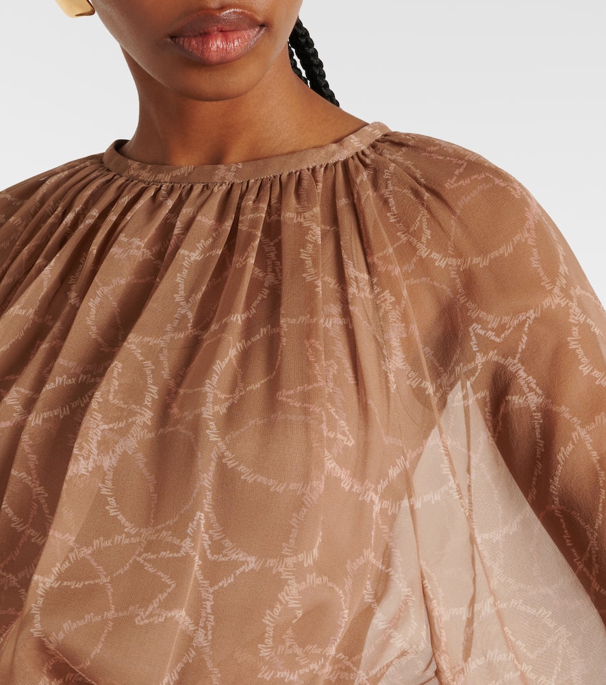 Max Mara Sheer Silk Georgette Midi Dress In Yellow