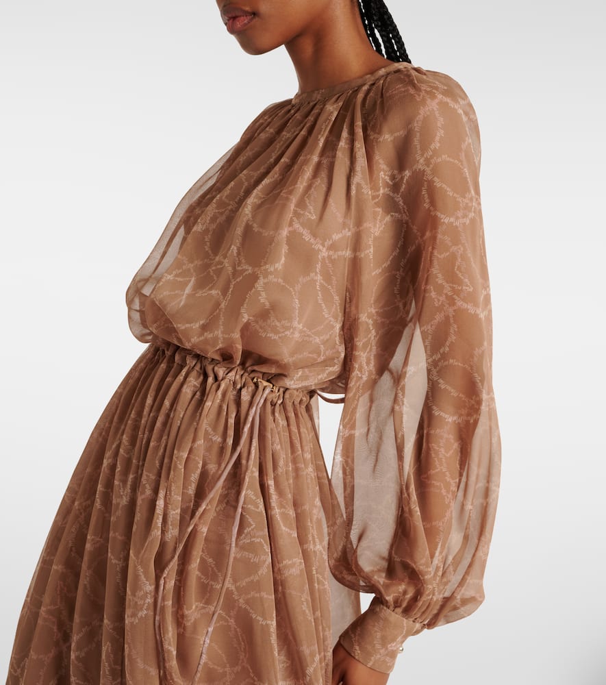 Max Mara Sheer Silk Georgette Midi Dress In Yellow