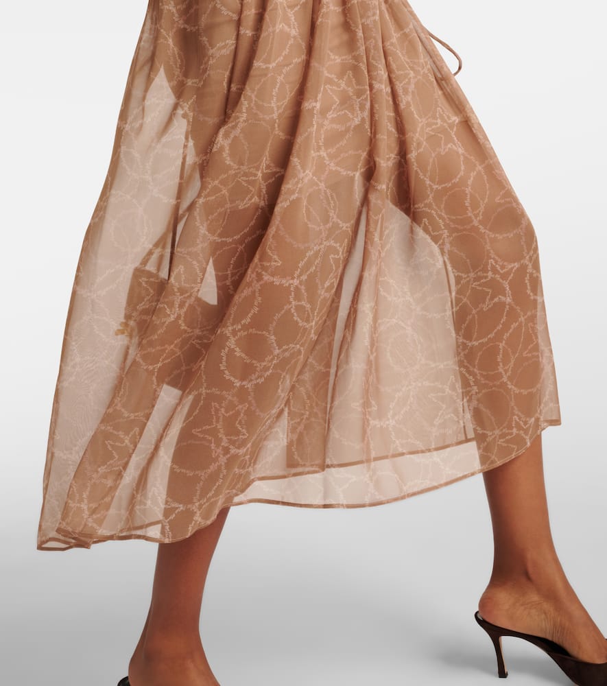 Max Mara Sheer Silk Georgette Midi Dress In Yellow