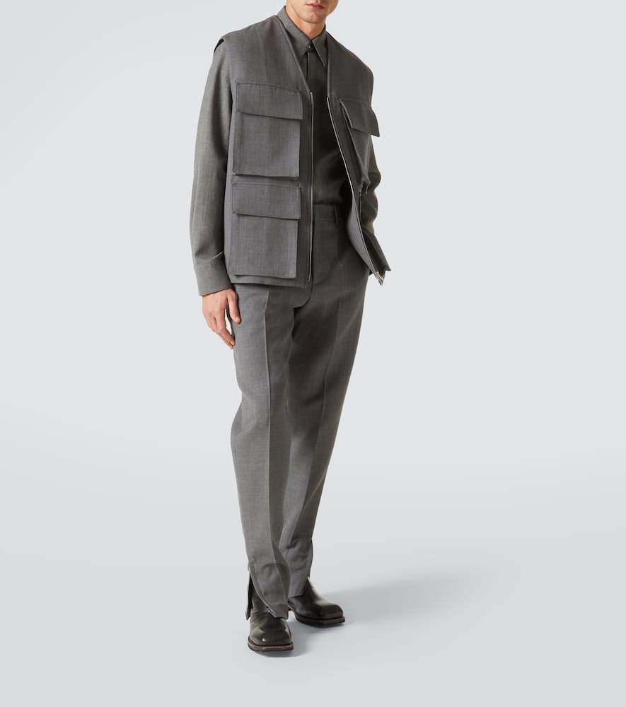 Jil Sander Virgin Wool Vest In London Fog