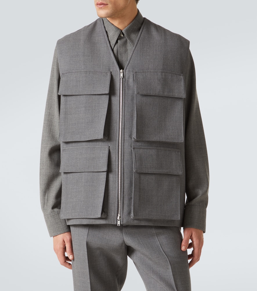Jil Sander Virgin Wool Vest In London Fog