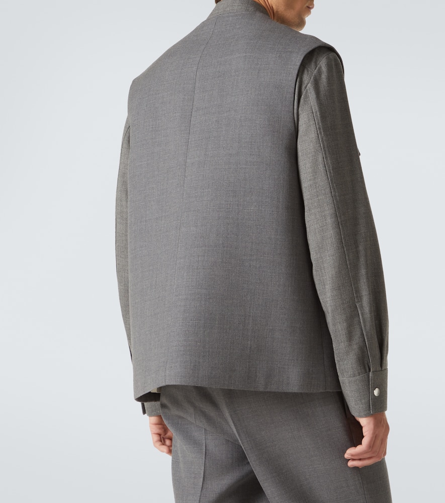 Jil Sander Virgin Wool Vest In London Fog