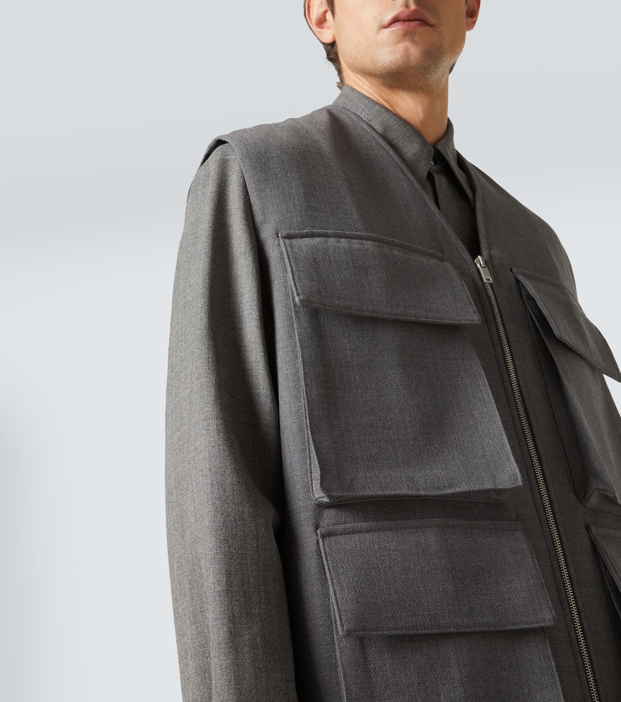Jil Sander Virgin Wool Vest In London Fog