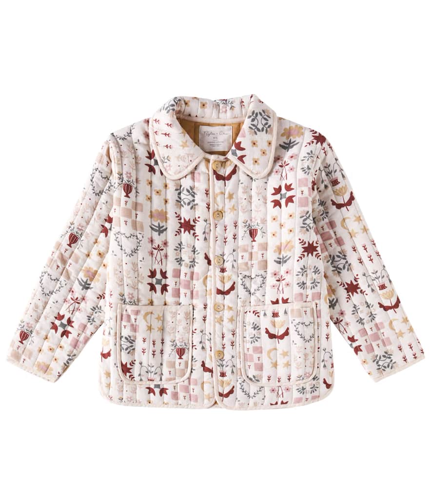 Rylee + Cru Clara Printed Quilted Coat In Beige