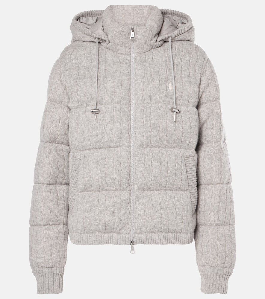Cable-knit wool and cashmere down jacket