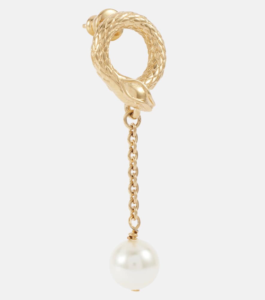 Chloé Snake Faux Pearls Drop Earrings In Gold