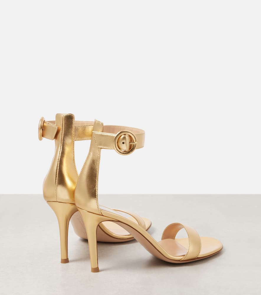GIANVITO ROSSI PORTOFINO 85 METALLIC LEATHER SANDALS