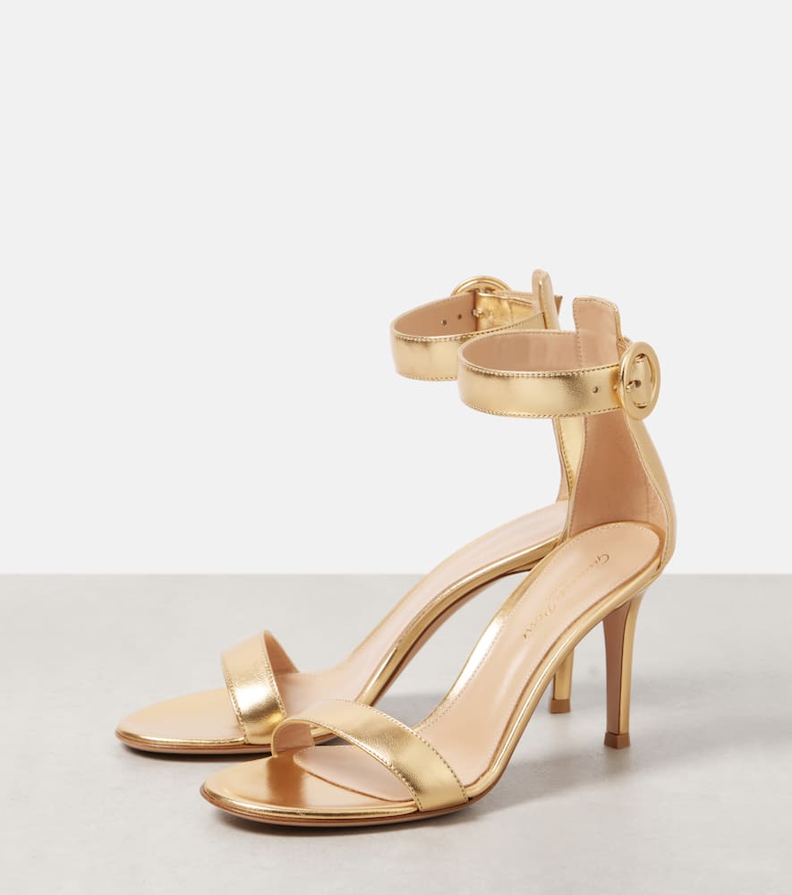 GIANVITO ROSSI PORTOFINO 85 METALLIC LEATHER SANDALS