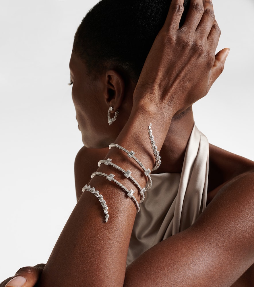 Yeprem Y-couture 18kt White Gold Bangle With Diamonds In Silver