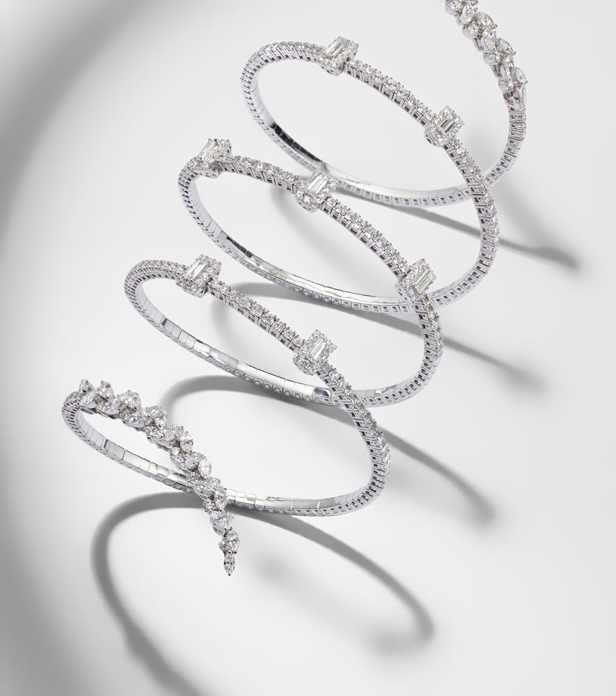 Yeprem Y-couture 18kt White Gold Bangle With Diamonds In Silver