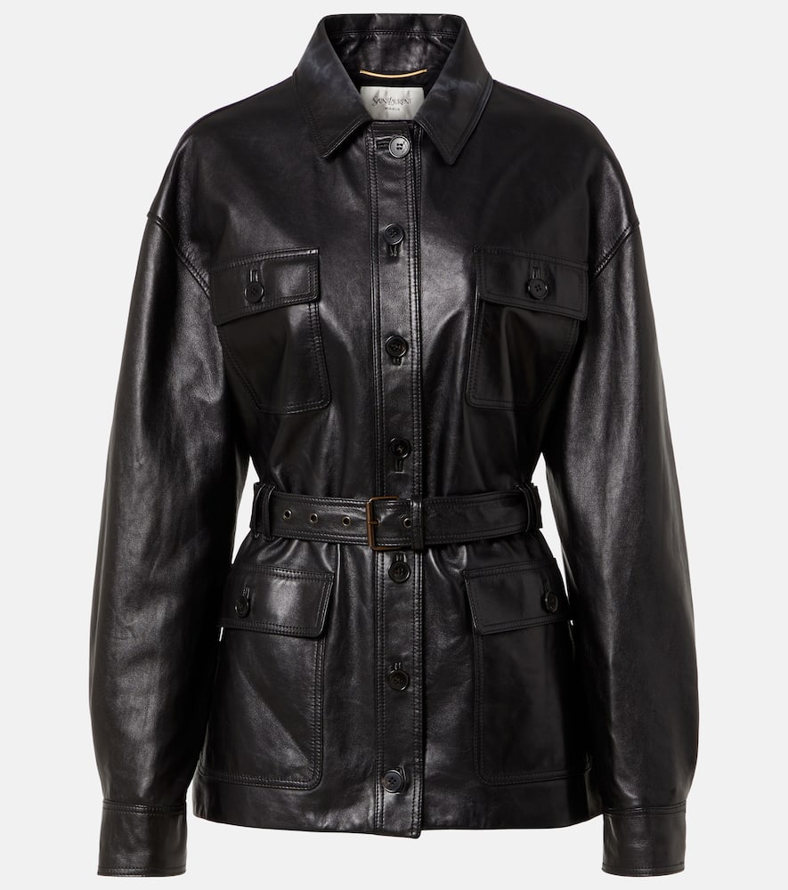 Saharienne belted leather jacket