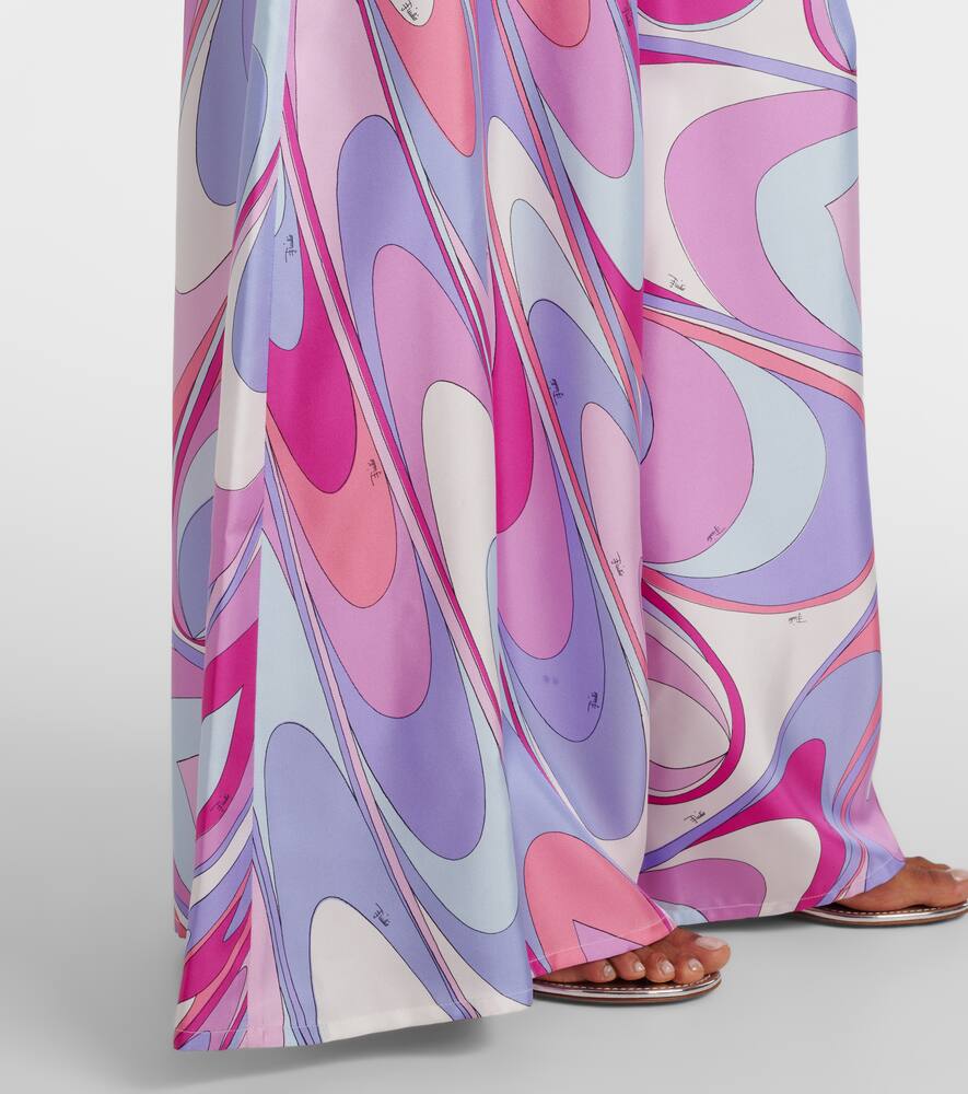 Pucci Iride Silk Twill Wide-leg Pants In Pink