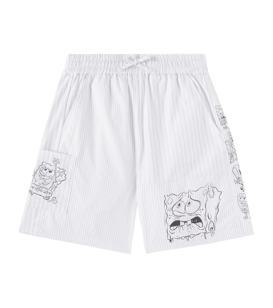 Stella Mccartney X Spongebob Squarepants Graphic Shorts In Ivory/light Blue
