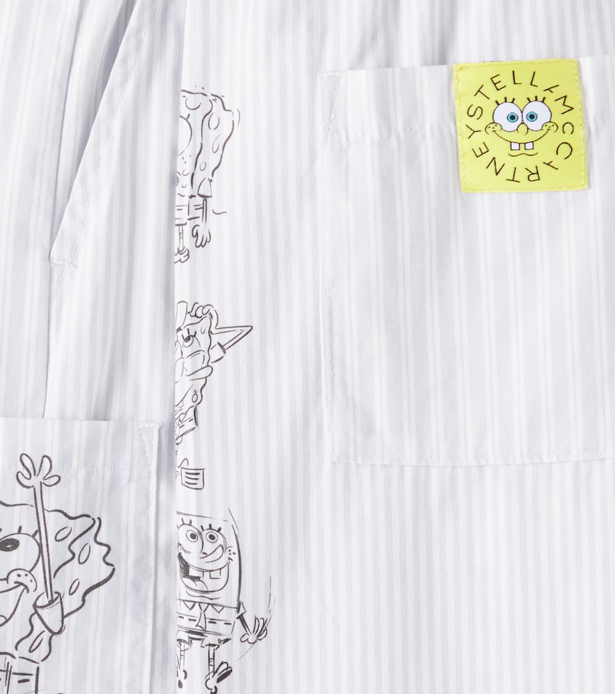 Stella Mccartney X Spongebob Squarepants Graphic Shorts In Ivory/light Blue