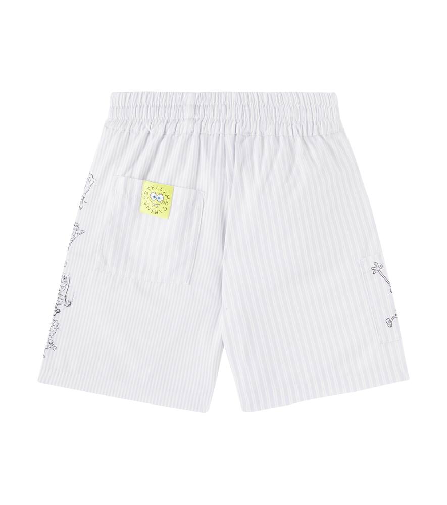 Stella Mccartney X Spongebob Squarepants Graphic Shorts In Ivory/light Blue