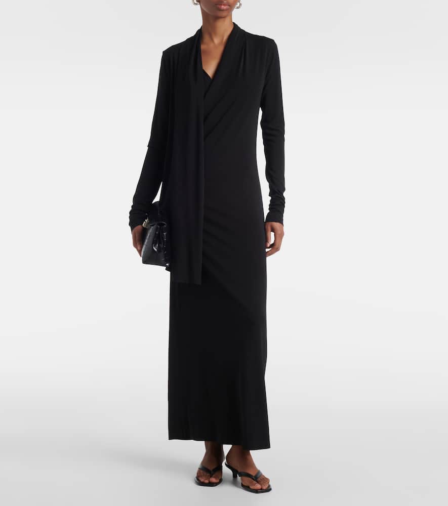 Totême Scarf-detail Jersey Maxi Dress In Black