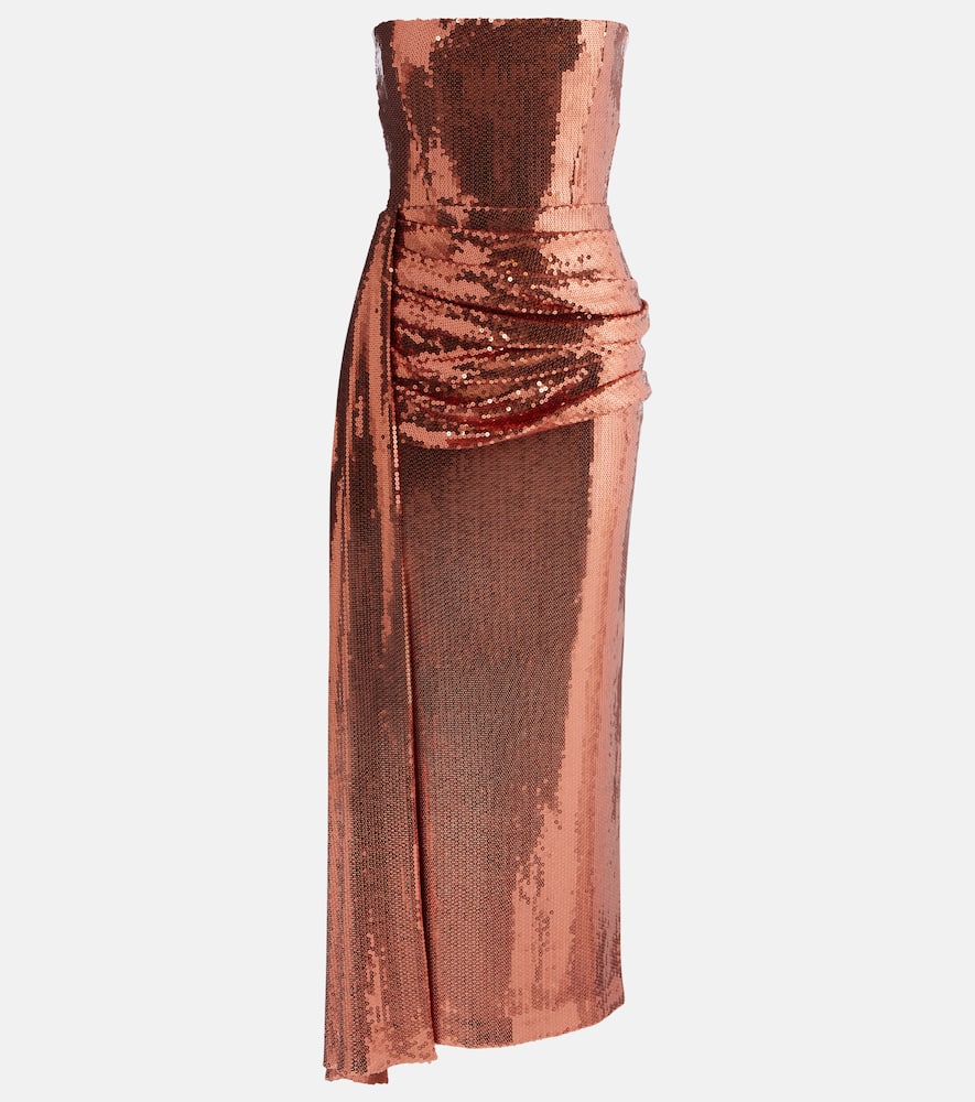 Draped sequined corset dress