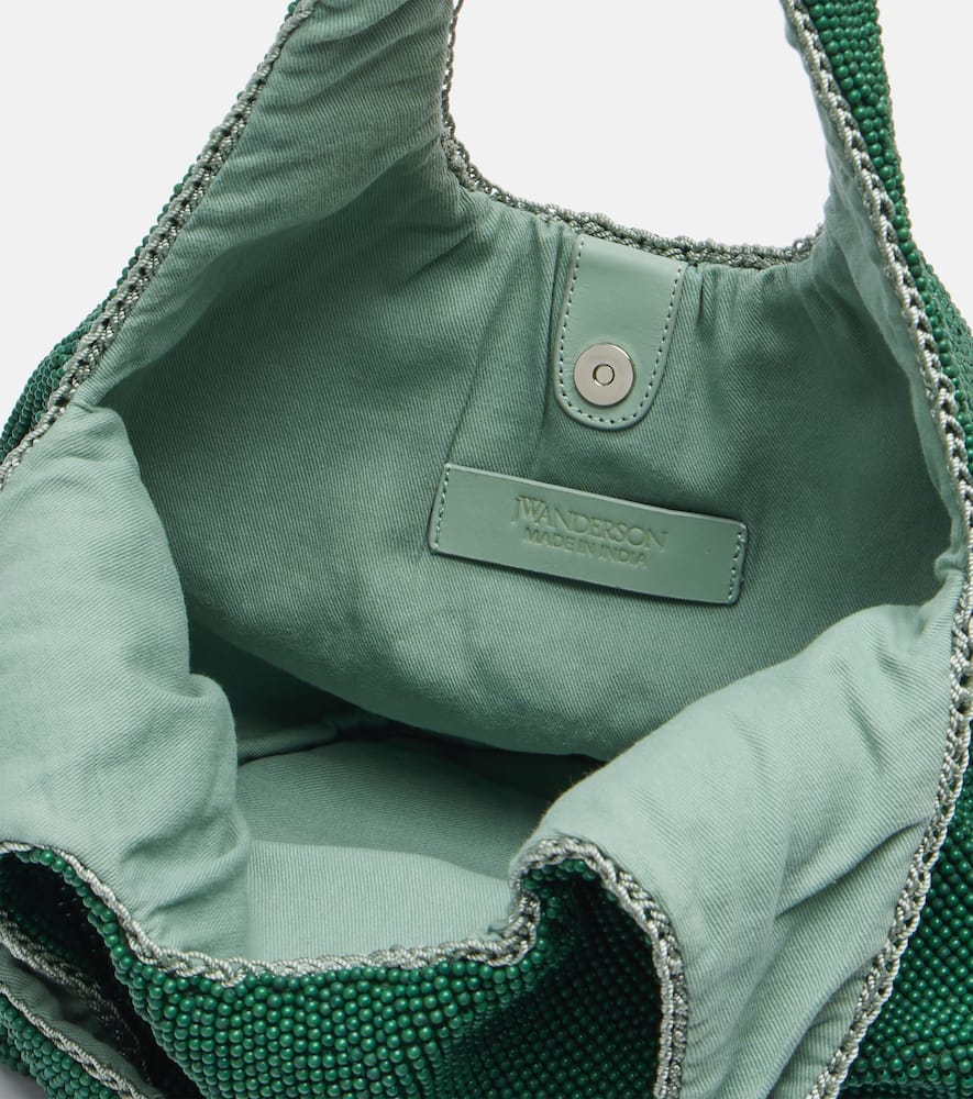 Jw Anderson Beaded Shoulder Bag Structured Shape In Green