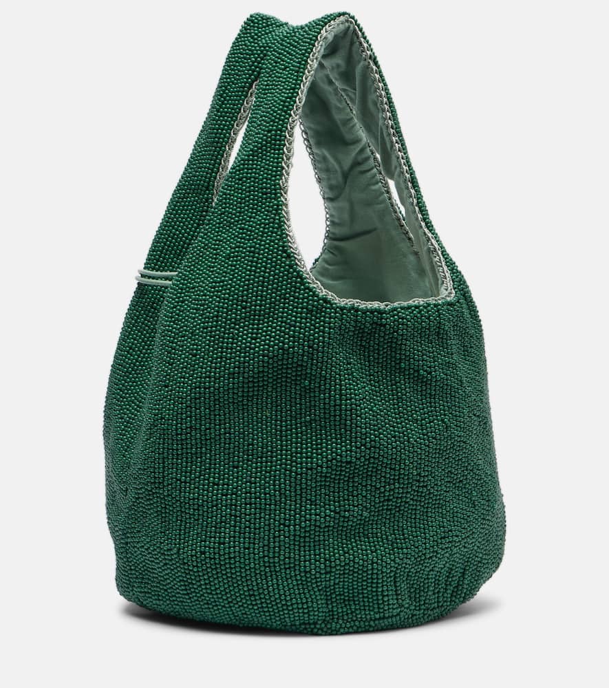 Jw Anderson Beaded Shoulder Bag Structured Shape In Green