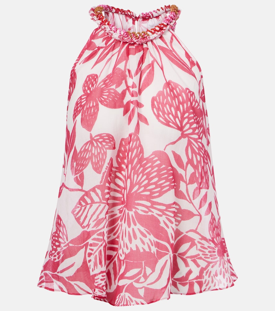 Poupette St Barth Top Cleo en coton fleurs et perles 119 €