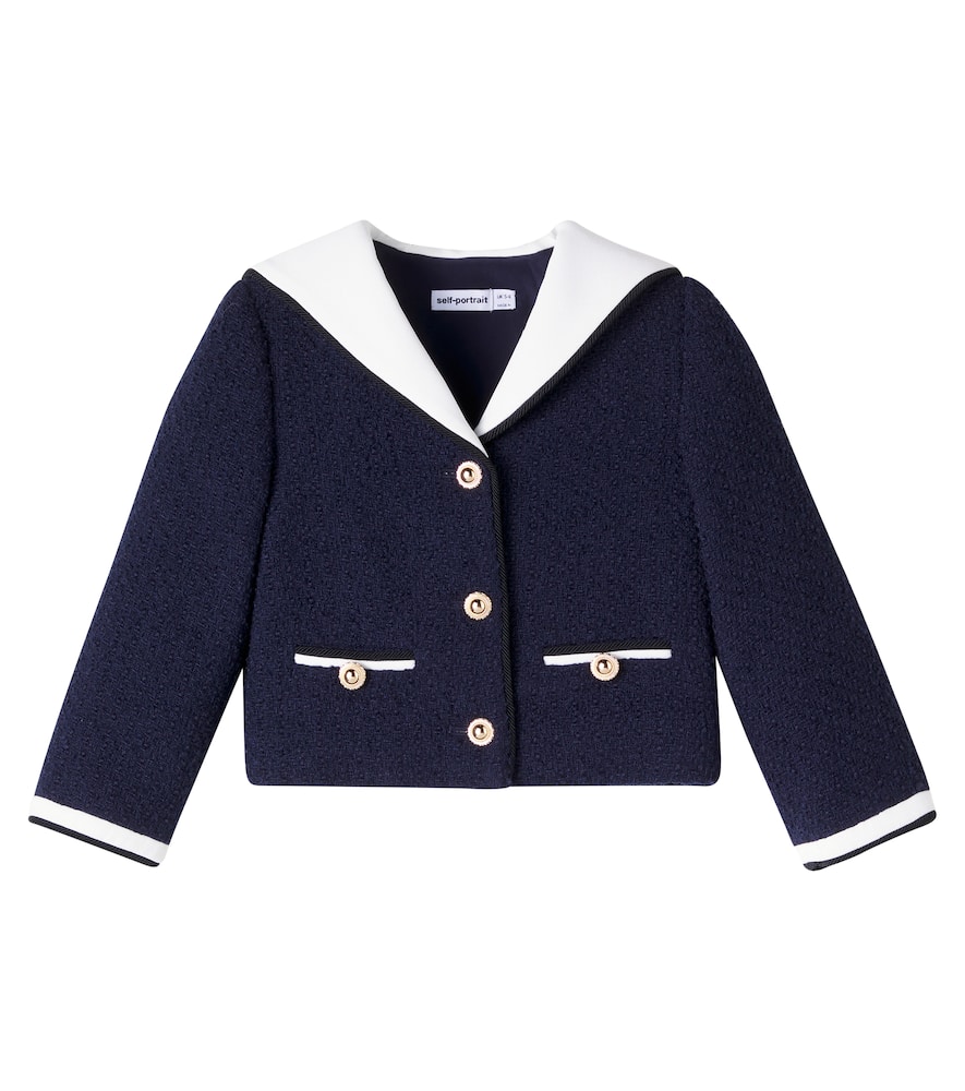 Self-portrait Bouclé Jacket In Blue