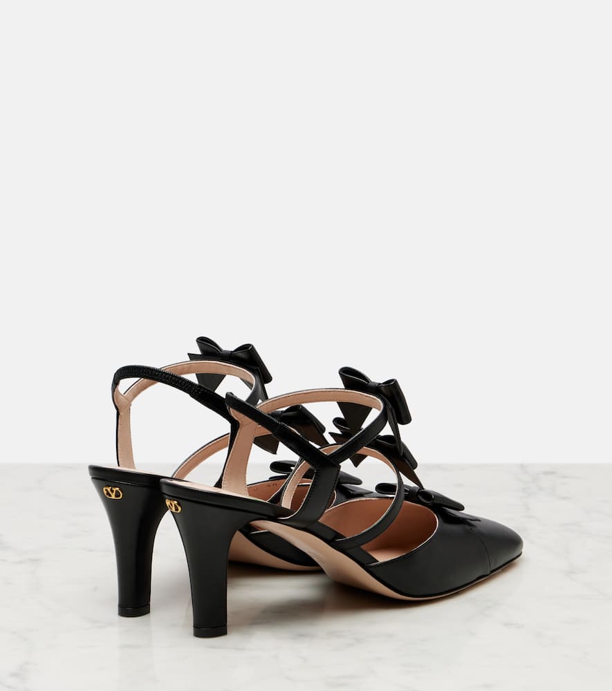 Valentino Bowow 75 Leather Slingback Pumps In Black