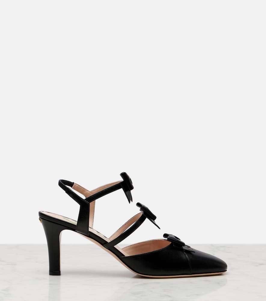 Valentino Bowow 75 Leather Slingback Pumps In Black