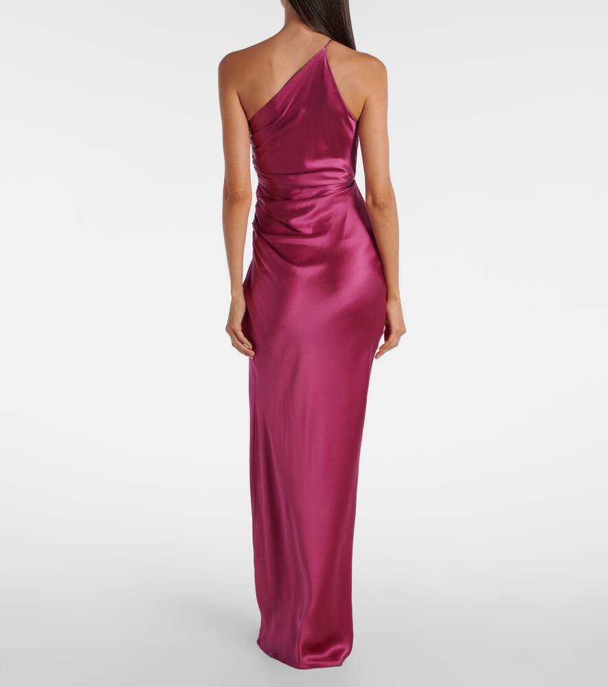 The Sei Asymmetric Gathered Silk Satin Gown In Pink
