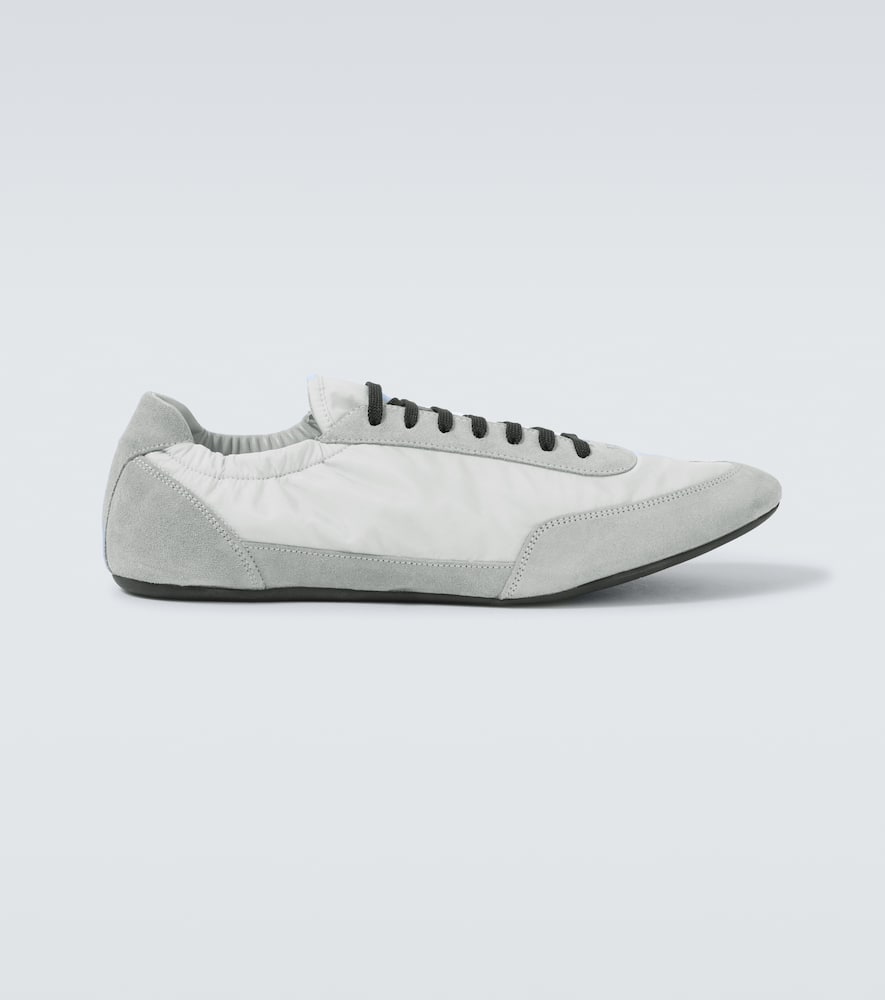 Prada Collapse Re-nylon And Suede Sneakers In Gray