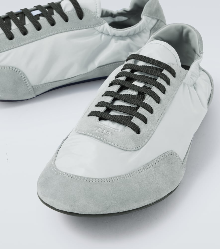 Prada Collapse Re-nylon And Suede Sneakers In Gray