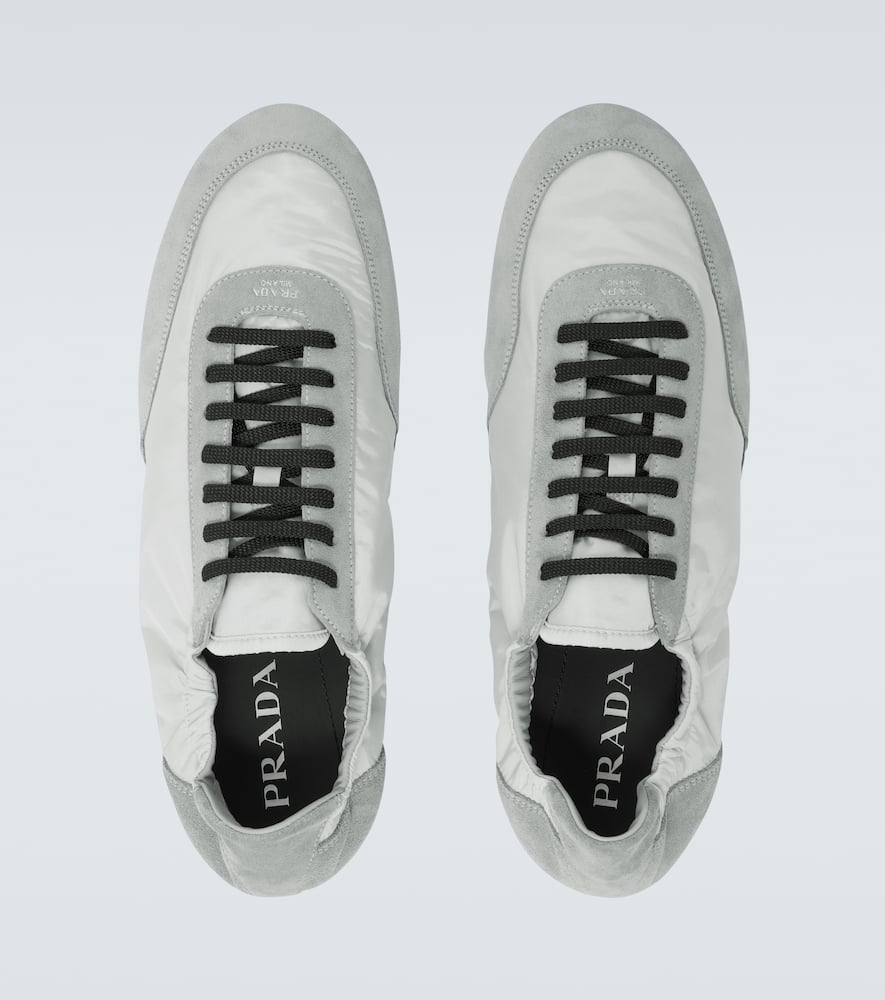 Prada Collapse Re-nylon And Suede Sneakers In Gray