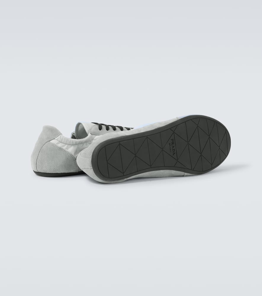 Prada Collapse Re-nylon And Suede Sneakers In Gray