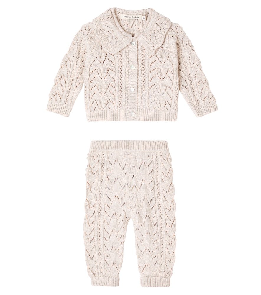 The New Society Baby Lila Cardigan And Pants Set In Neutral