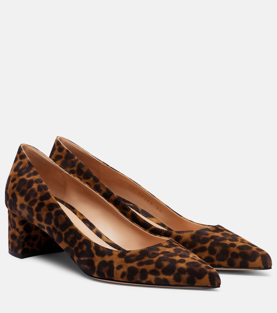 Gianvito Rossi Piper 45 Leopard-print Suede Pumps In Brown