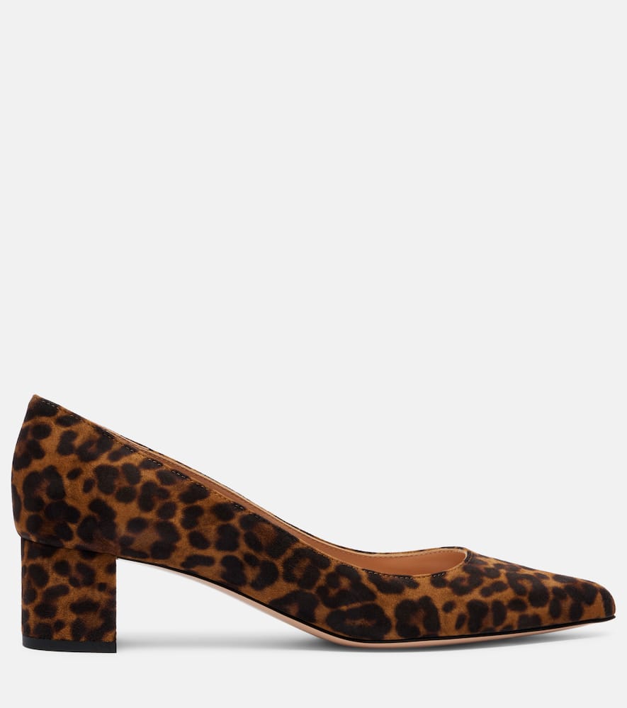 Gianvito Rossi Piper 45 Leopard-print Suede Pumps In Brown