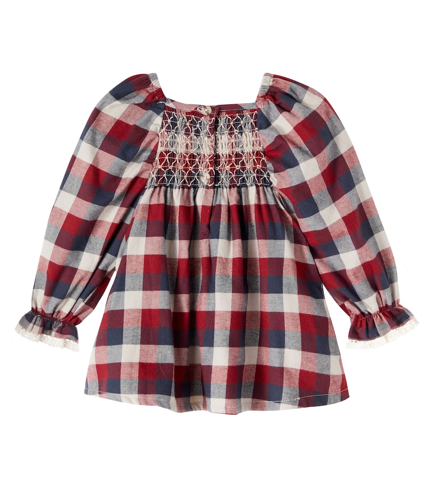 Wheat Baby Bella Checked Cotton Dress In Multi