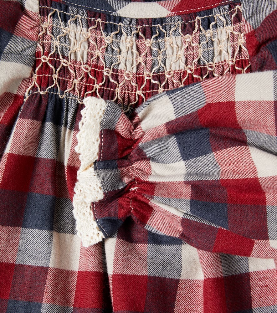 Wheat Baby Bella Checked Cotton Dress In Multi