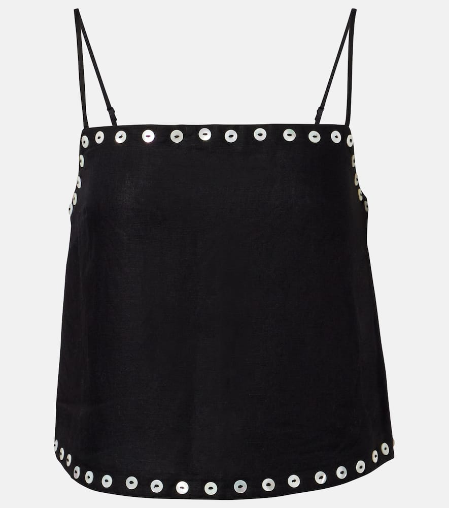 Staud Kirra Linen-blend Tank Top In Animal Print