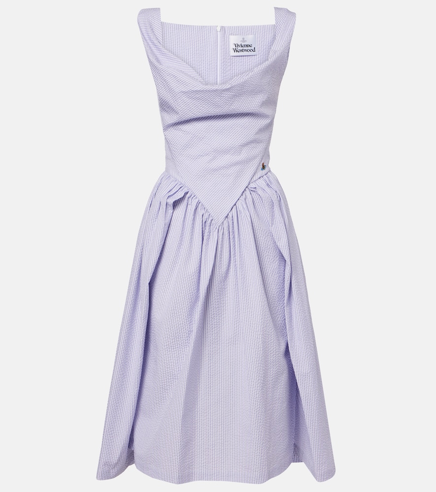Vivienne Westwood Midikleid Sunday Aus Seersucker Gestreift Damen Blau Klein