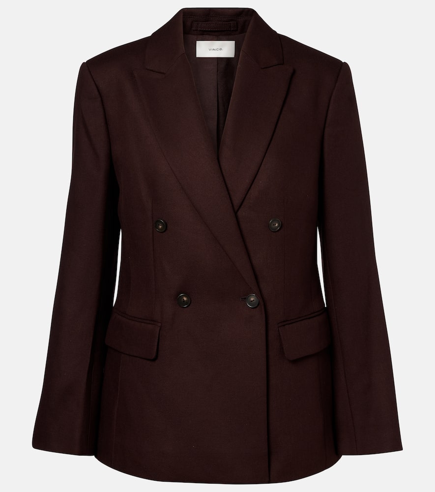 Vince Double-breasted Blazer In Burgundy