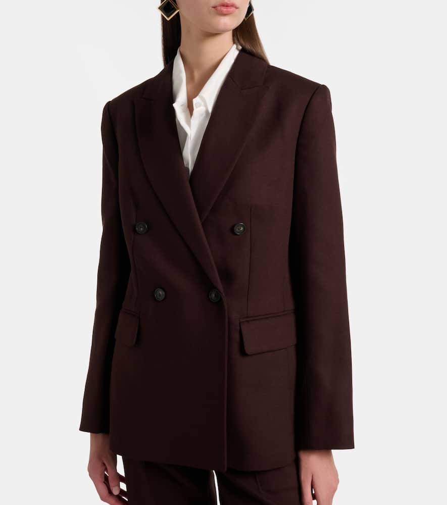Vince Double-breasted Blazer In Burgundy