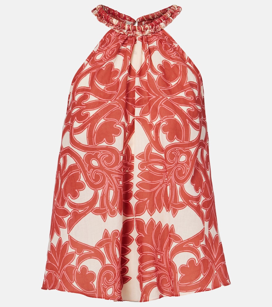 Poupette St Barth Noreen printed halterneck cotton top