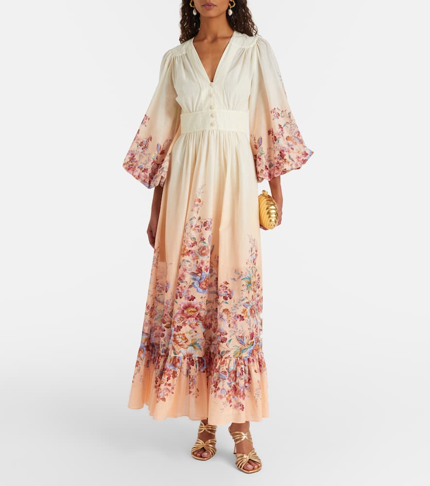 Zimmermann Awaken Floral Cotton Maxi Dress In White