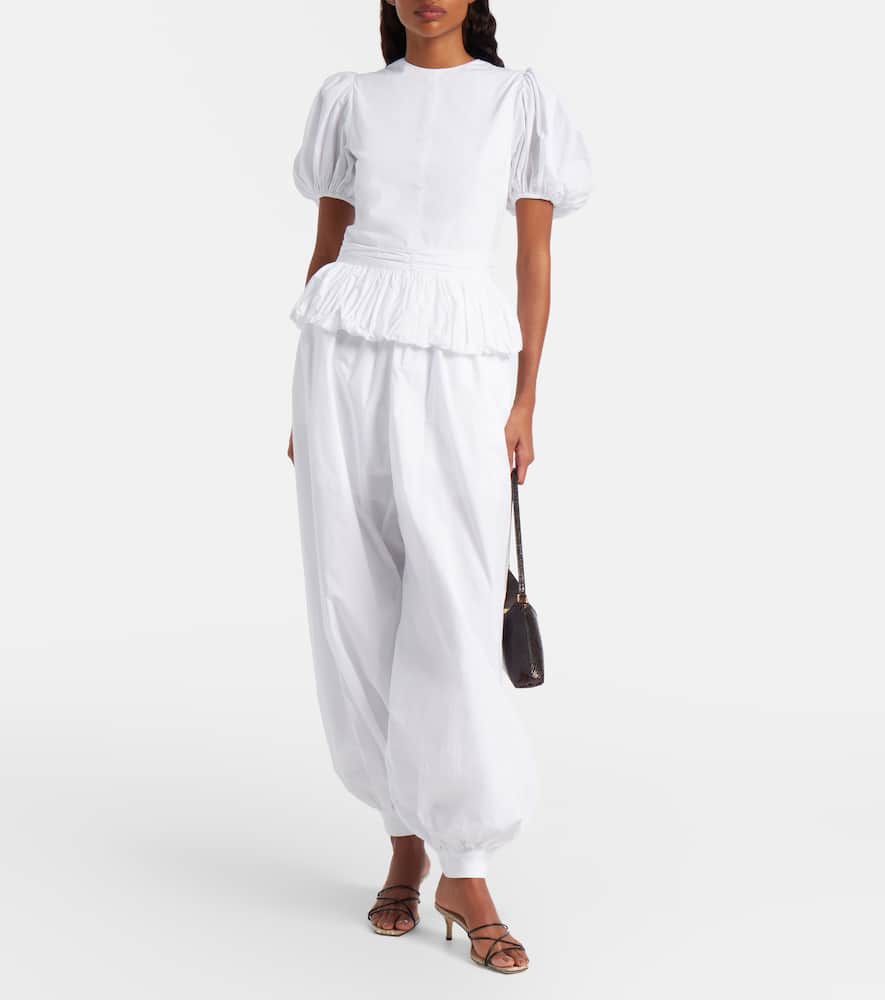 Rotate Birger Christensen Nicola High-rise Cotton Poplin Balloon Pants In White