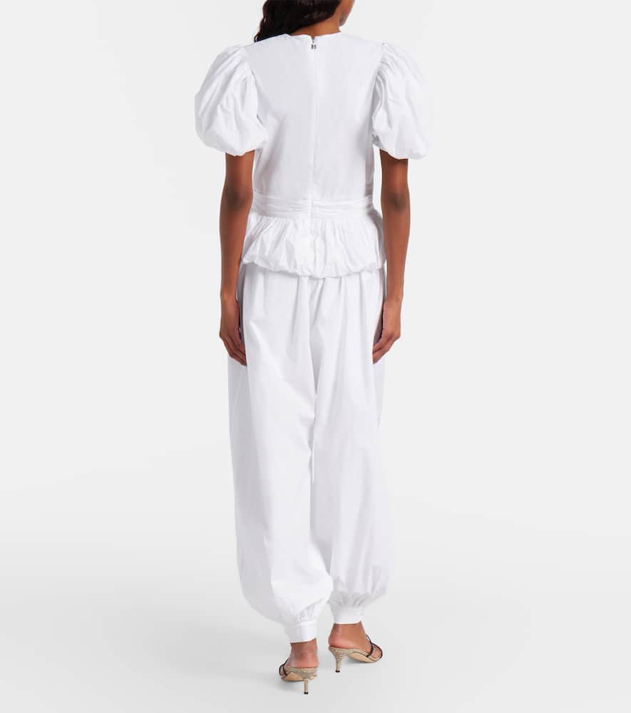 Rotate Birger Christensen Nicola High-rise Cotton Poplin Balloon Pants In White