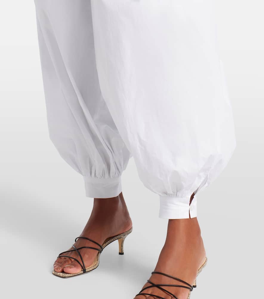 Rotate Birger Christensen Nicola High-rise Cotton Poplin Balloon Pants In White