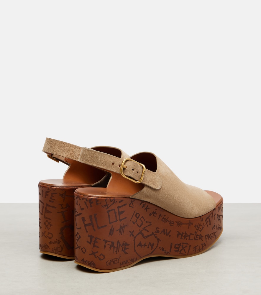  Chloe Chloé Wedge-sandalen Maxime 80 Aus Veloursleder 